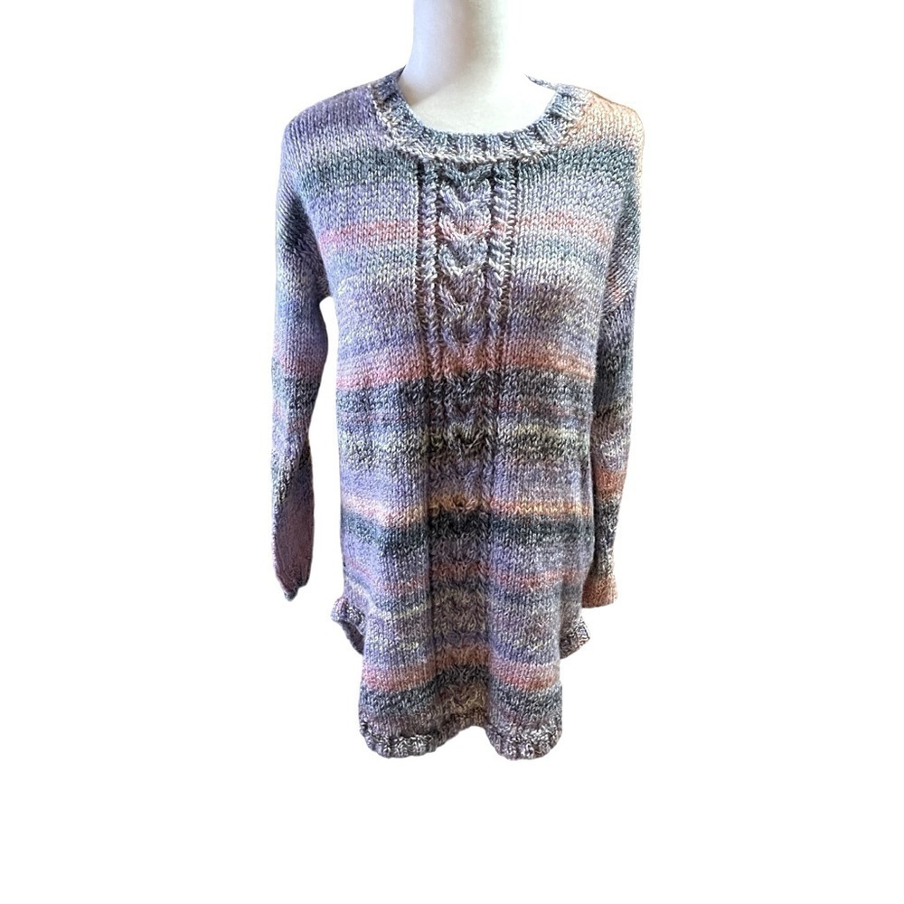 Handmade Chunky Knit Sweater - Beautifully constructed - Pinks, Blues and Purple